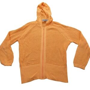 Modern Soul Women's Orange Mesh Knit Full Zip Hoodie Sweater  Size‎ M 100 Cotton